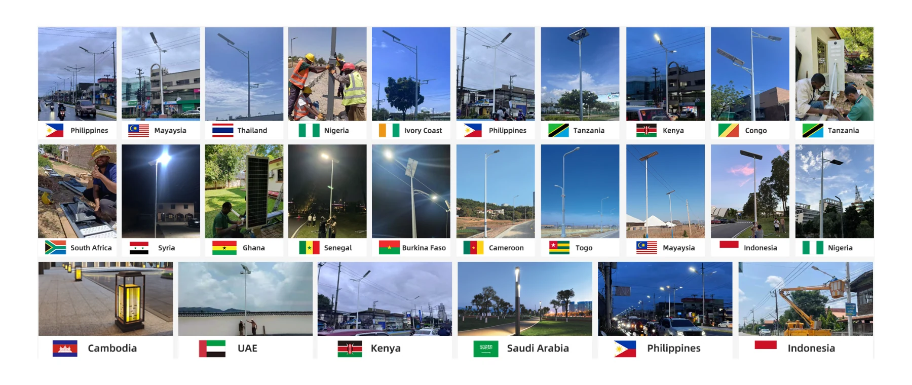Solar lighting project case collage